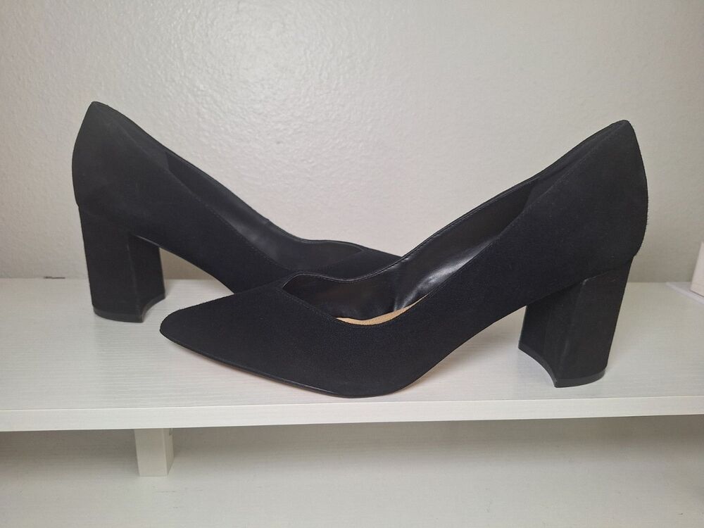 Marc Fisher Caitlin Pump Block Heel Pointed Toe Size 9.5M black Suede